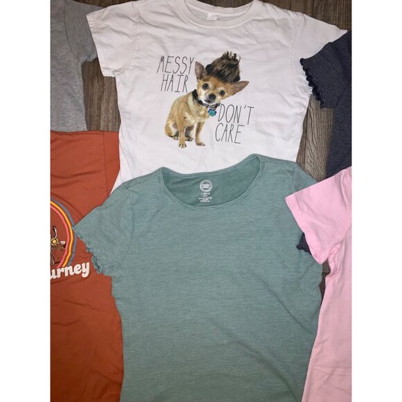 Lot Of 6 Graphic Tee Shirts kids 10/12 Def Leppard Rilakkuma Messy Hair Dont Car - Picture 3 of 4